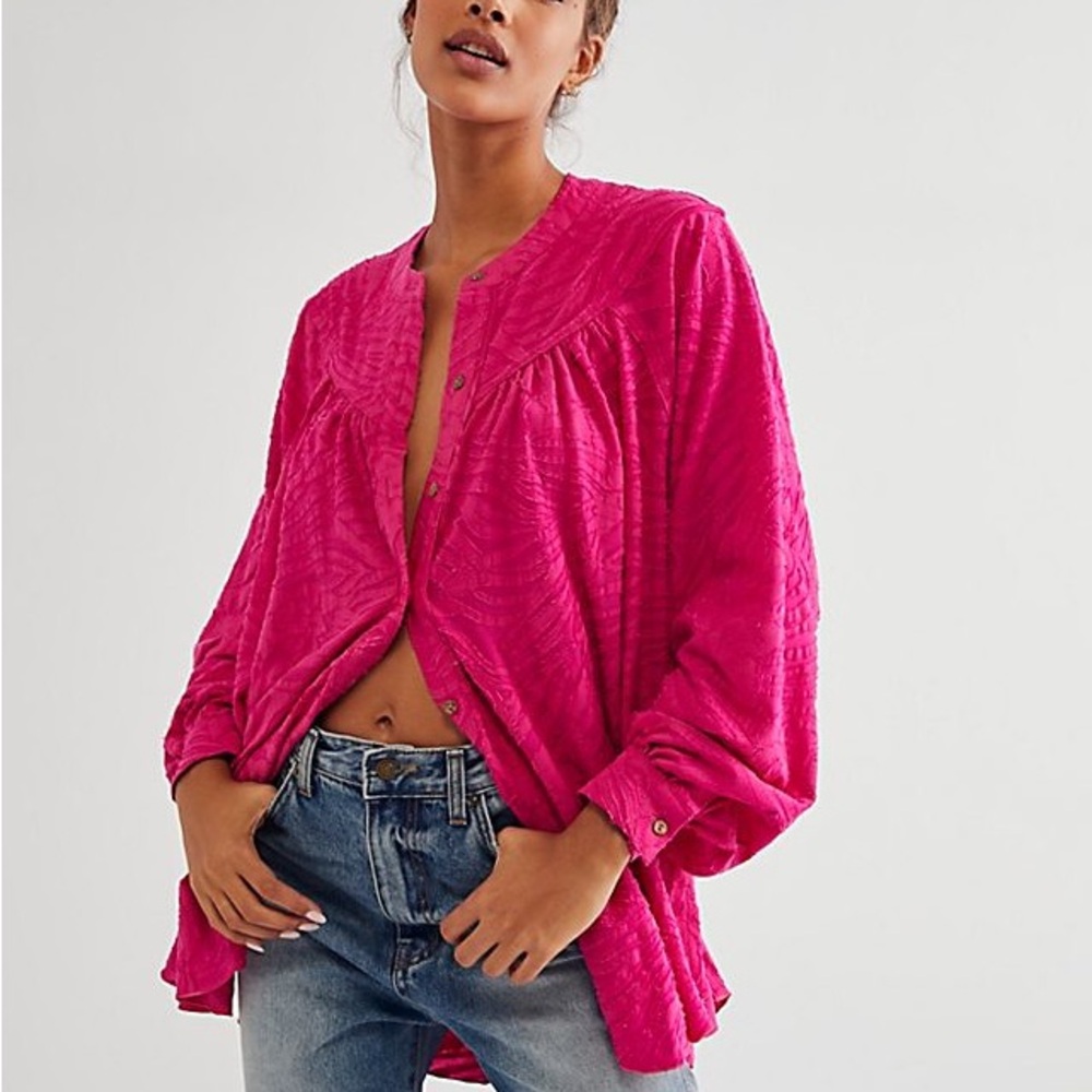 Free People Can’t Stop Dreaming oversized button down flowy tunic long sleeve